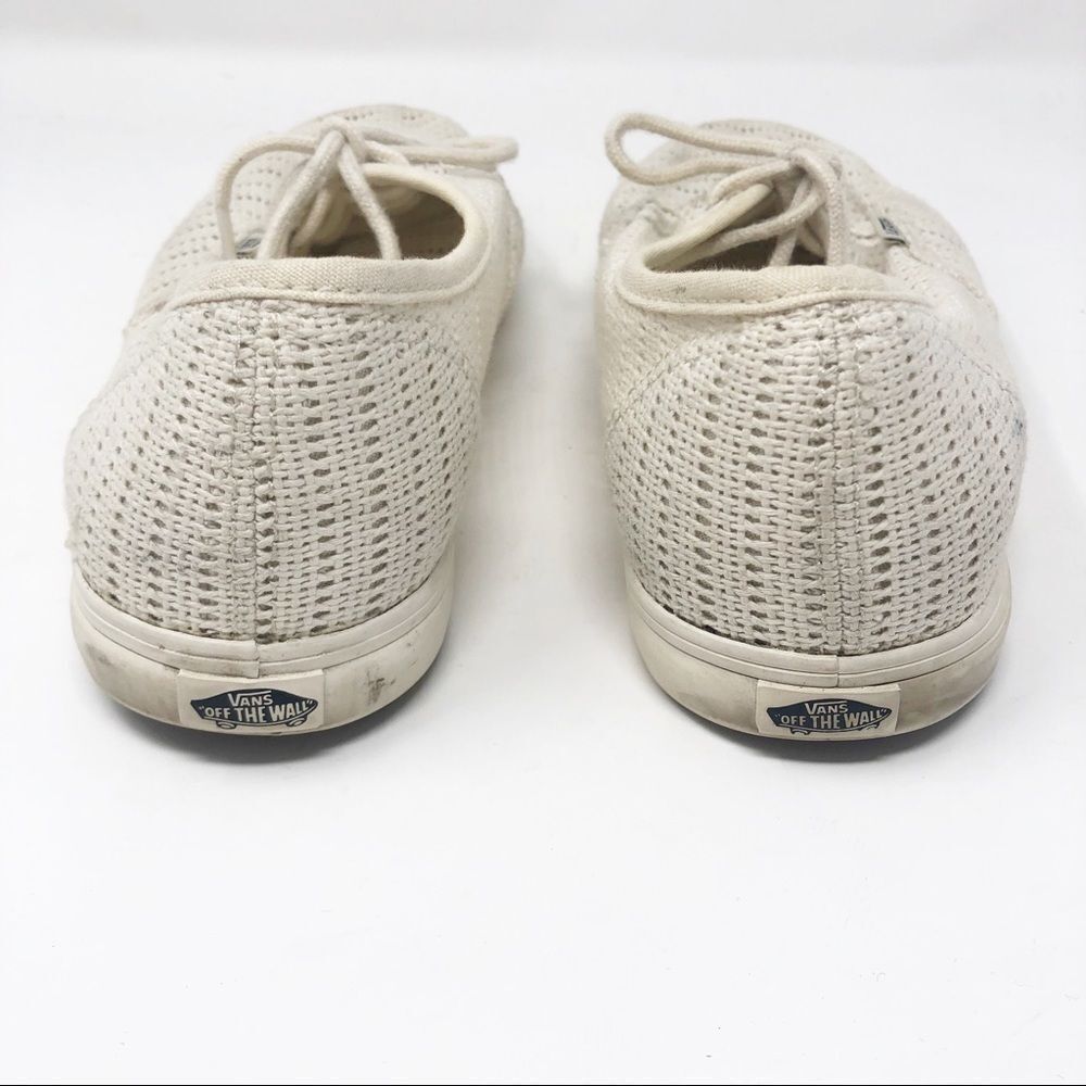 VANS | Cream Ivory Knit Lace Up Tie Sneakers Tennis Shoes Women’s Size 8 - Picture 6 of 13